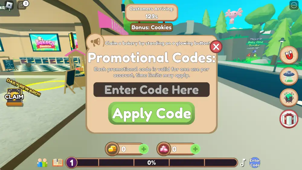 How to Redeem Promo Codes for Bakery Simulator in Roblox