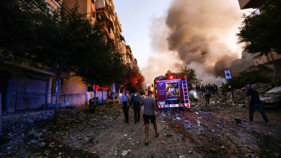 Scene of the Israeli airstrike in the southern suburbs of Beirut on September 27.