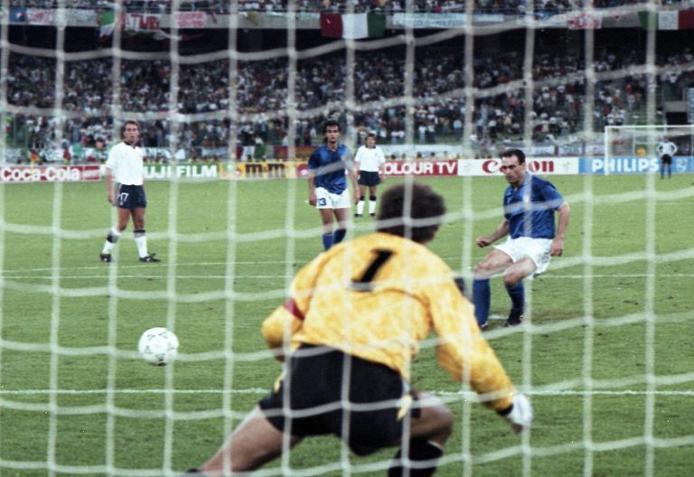 Totò Schillaci scores for England during Italia 90