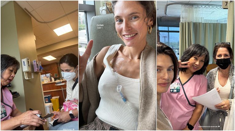 Bianca Balti during the first day of chemotherapy